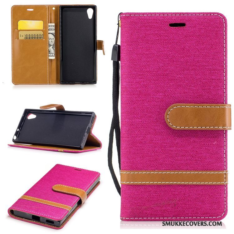 Etui Sony Xperia Xa1 Folio Kort Lilla, Cover Sony Xperia Xa1 Support Telefon