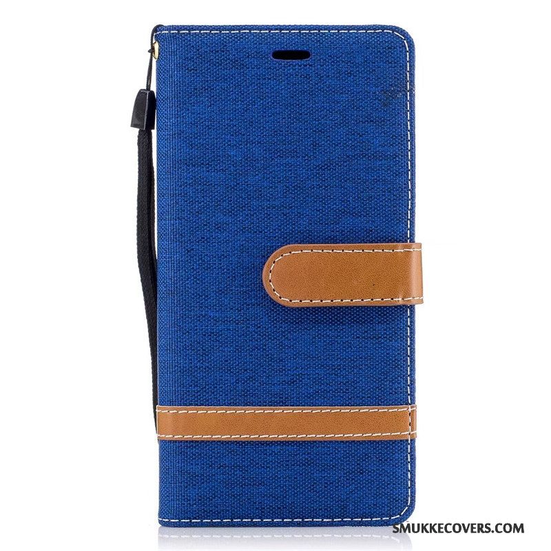 Etui Sony Xperia Xa1 Læder Denim Lilla, Cover Sony Xperia Xa1 Folio