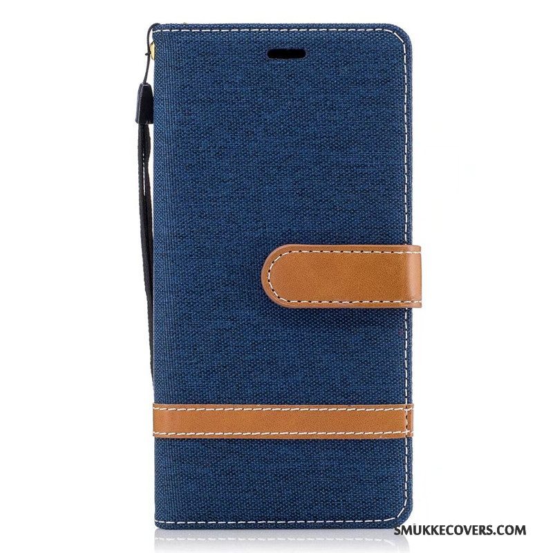 Etui Sony Xperia Xa1 Læder Denim Lilla, Cover Sony Xperia Xa1 Folio