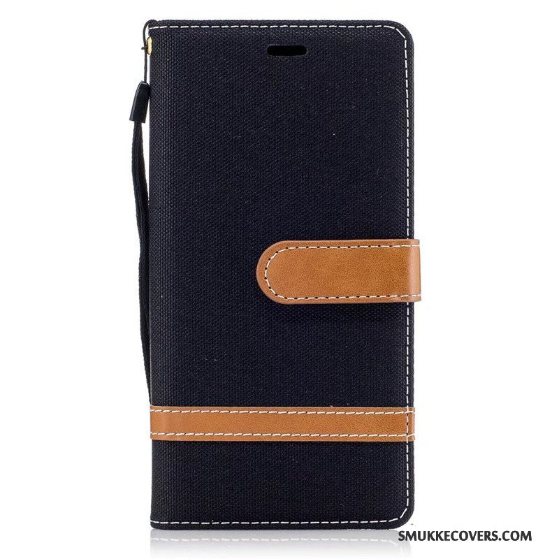 Etui Sony Xperia Xa1 Læder Denim Lilla, Cover Sony Xperia Xa1 Folio