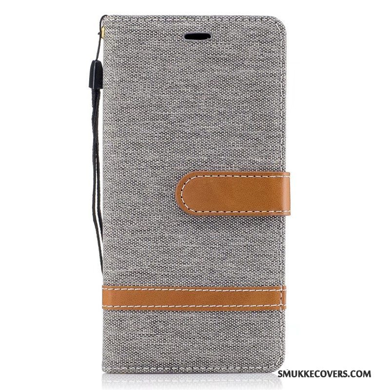 Etui Sony Xperia Xa1 Læder Denim Lilla, Cover Sony Xperia Xa1 Folio