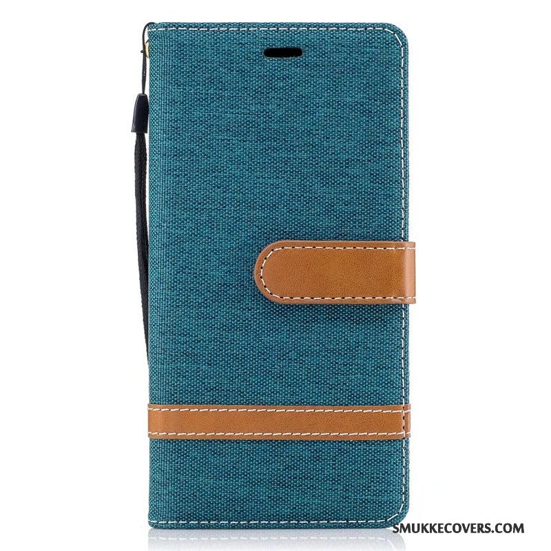 Etui Sony Xperia Xa1 Læder Denim Lilla, Cover Sony Xperia Xa1 Folio