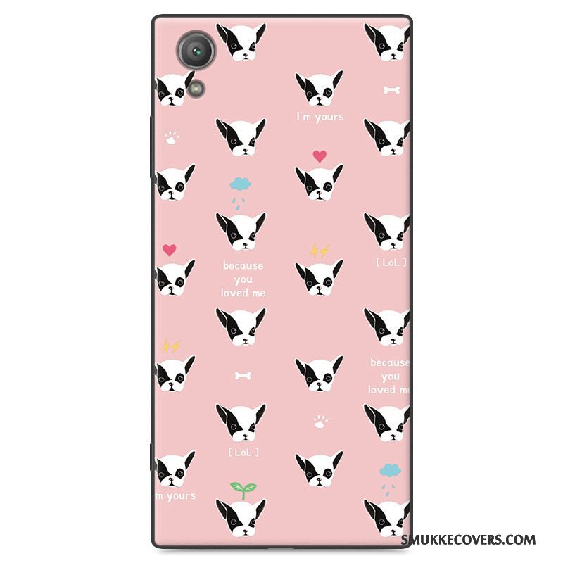 Etui Sony Xperia Xa1 Plus Cartoon Nubuck Telefon, Cover Sony Xperia Xa1 Plus Blød Lyserød Trend