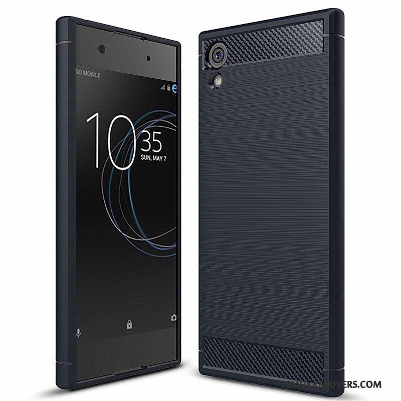 Etui Sony Xperia Xa1 Silikone Rød Fiber, Cover Sony Xperia Xa1 Beskyttelse Telefon