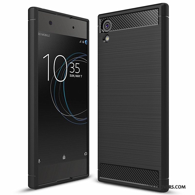 Etui Sony Xperia Xa1 Silikone Rød Fiber, Cover Sony Xperia Xa1 Beskyttelse Telefon