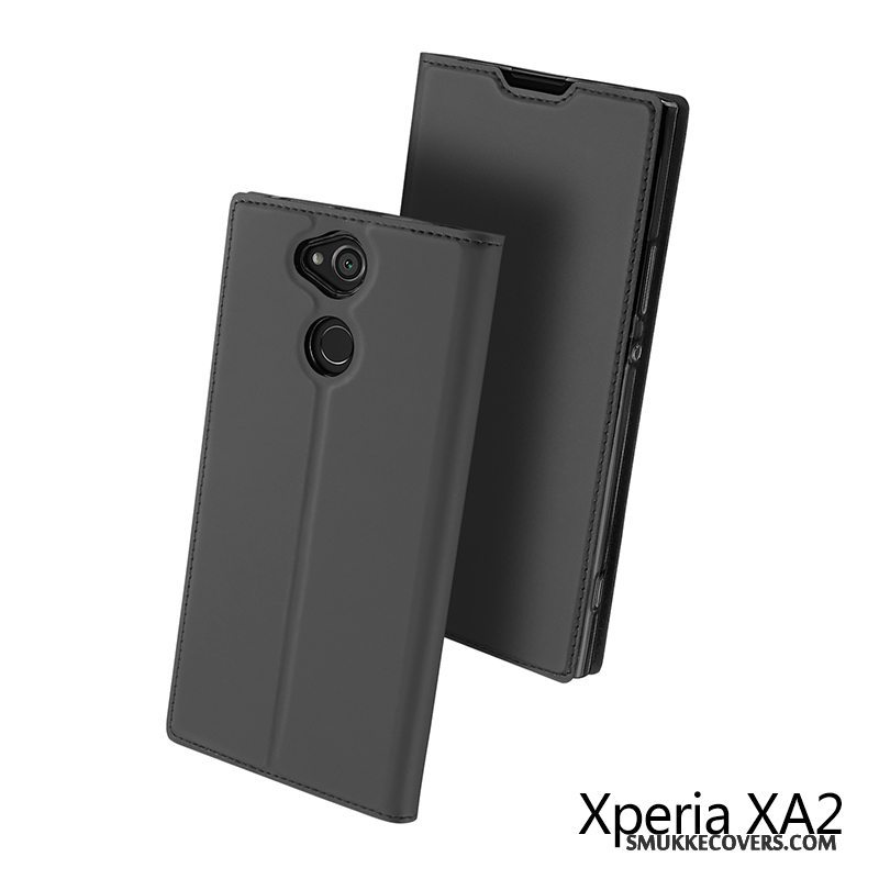 Etui Sony Xperia Xa2 Tasker Telefonkort, Cover Sony Xperia Xa2 Læder Guld Anti-fald