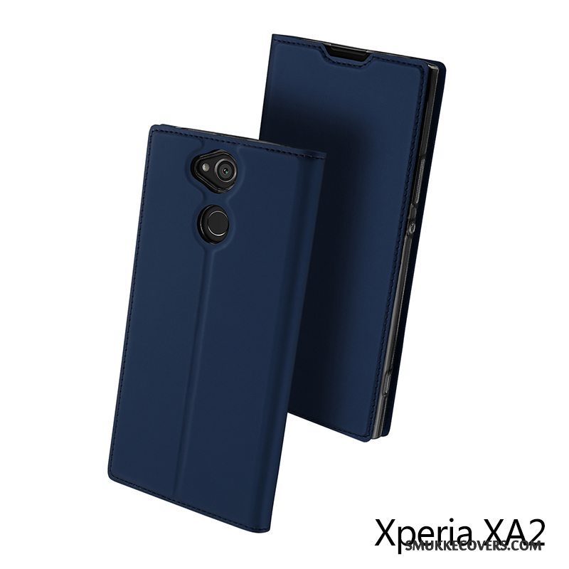 Etui Sony Xperia Xa2 Tasker Telefonkort, Cover Sony Xperia Xa2 Læder Guld Anti-fald