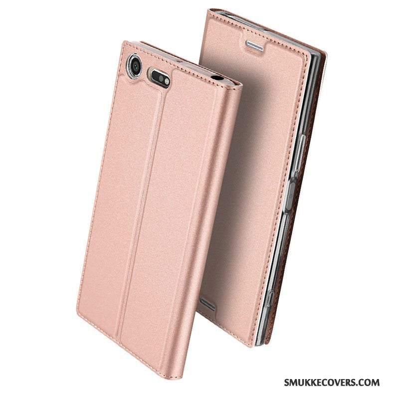 Etui Sony Xperia Xz Premium Beskyttelse Business Let Tynd, Cover Sony Xperia Xz Premium Læder Lyserød