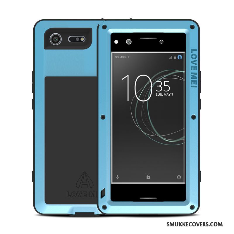 Etui Sony Xperia Xz Premium Blød Anti-fald Blå, Cover Sony Xperia Xz Premium Metal Tre Forsvar Telefon