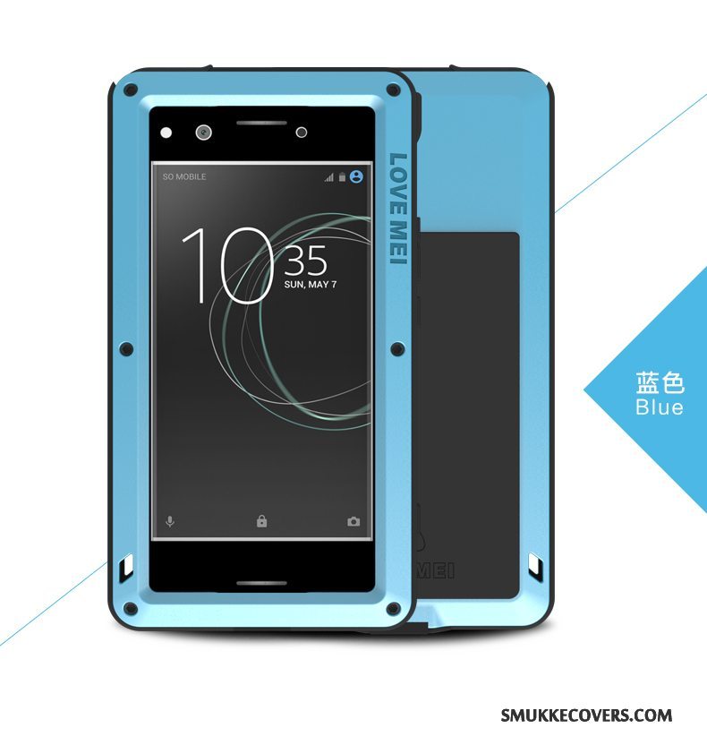 Etui Sony Xperia Xz Premium Silikone Gul Tre Forsvar, Cover Sony Xperia Xz Premium Metal Anti-fald Telefon