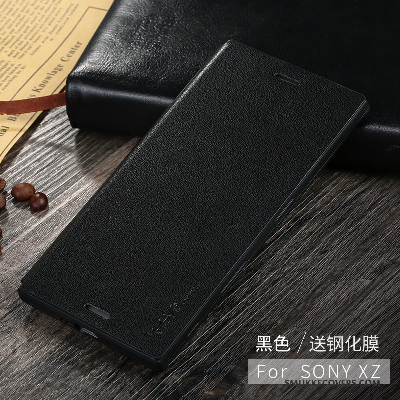 Etui Sony Xperia Xz Tasker Telefontynd, Cover Sony Xperia Xz Folio Anti-fald Blå