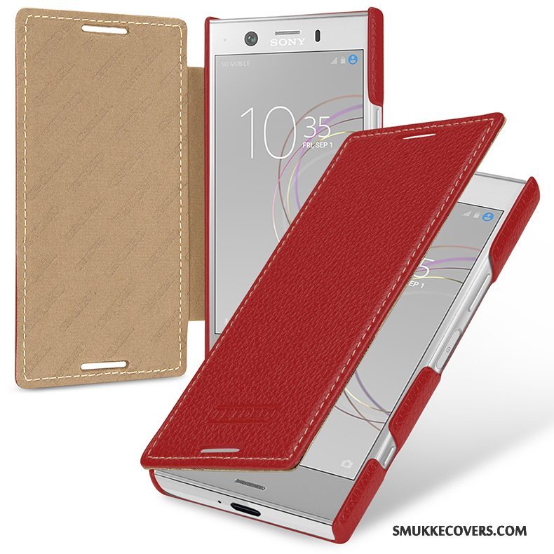 Etui Sony Xperia Xz1 Compact Beskyttelse Anti-fald Grøn, Cover Sony Xperia Xz1 Compact Læder Dyb Farve Telefon