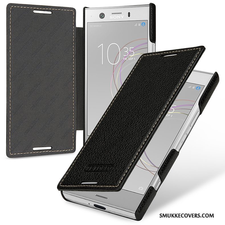 Etui Sony Xperia Xz1 Compact Beskyttelse Anti-fald Grøn, Cover Sony Xperia Xz1 Compact Læder Dyb Farve Telefon