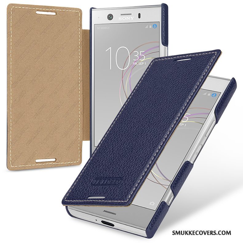 Etui Sony Xperia Xz1 Compact Beskyttelse Anti-fald Grøn, Cover Sony Xperia Xz1 Compact Læder Dyb Farve Telefon