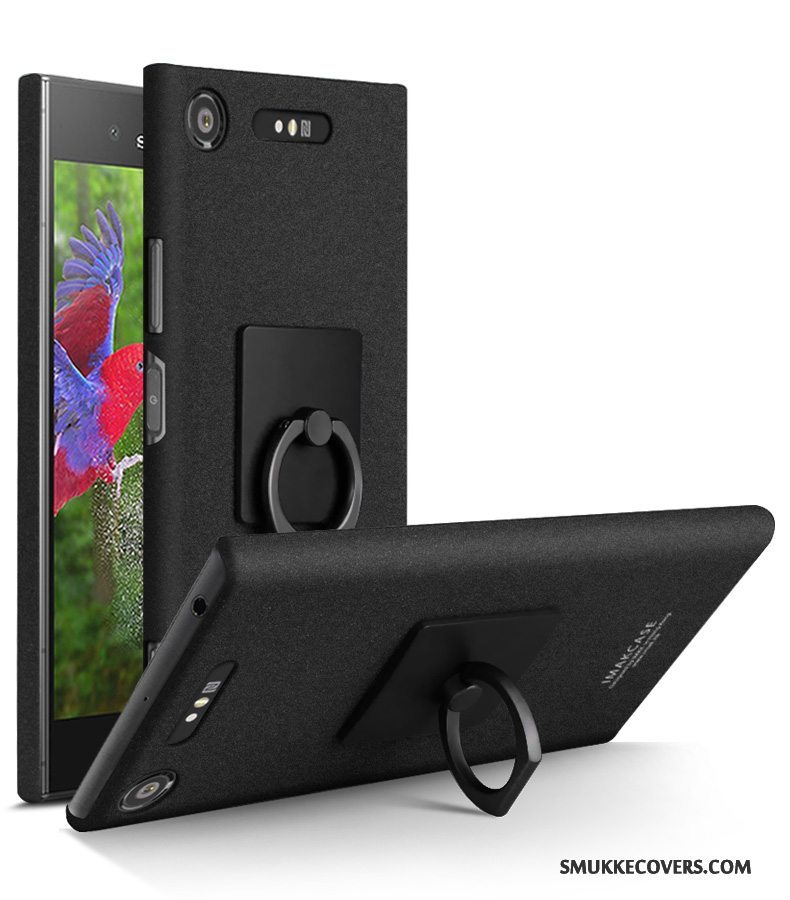 Etui Sony Xperia Xz1 Compact Beskyttelse Nubuck Sort, Cover Sony Xperia Xz1 Compact Tynd Anti-fald