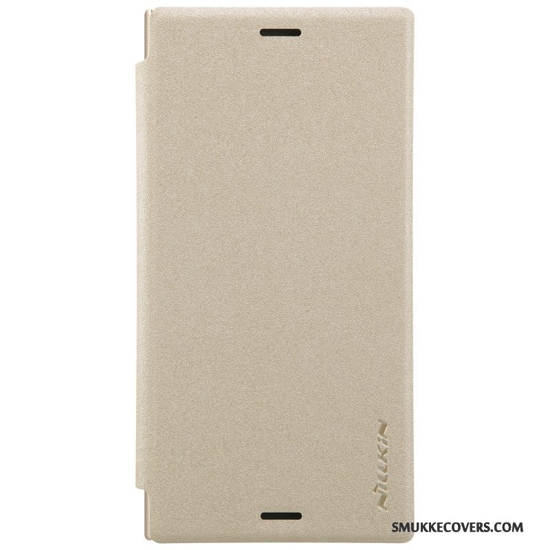 Etui Sony Xperia Xz1 Compact Læder Guld Dyb Farve, Cover Sony Xperia Xz1 Compact Folio Grå Telefon