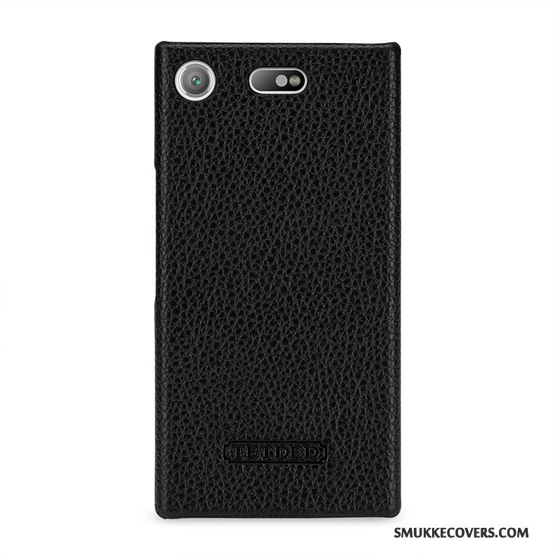 Etui Sony Xperia Xz1 Compact Læder Skridsikre Telefon, Cover Sony Xperia Xz1 Compact Beskyttelse Anti-fald Dyb Farve