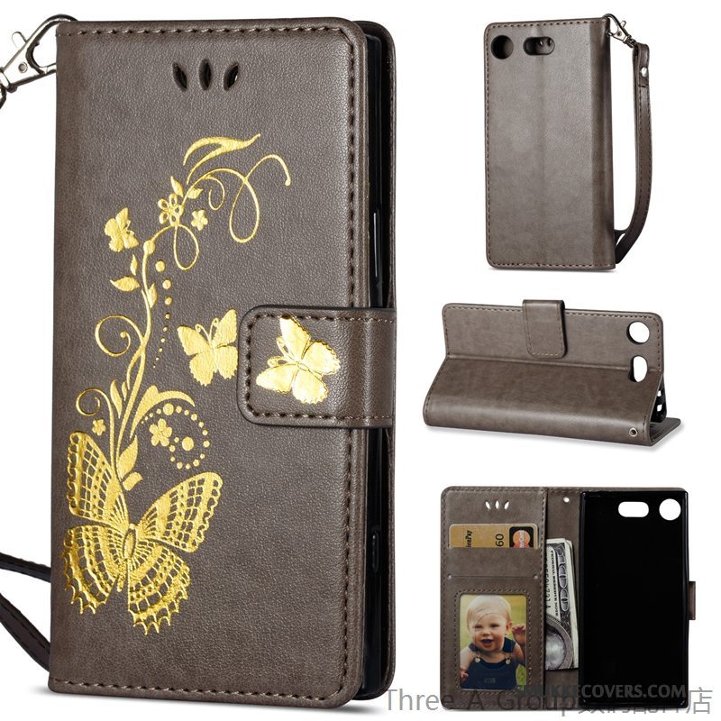 Etui Sony Xperia Xz1 Compact Silikone Lilla Telefon, Cover Sony Xperia Xz1 Compact Folio Ny