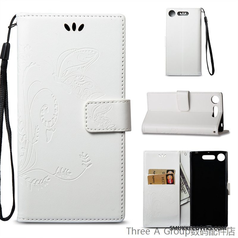 Etui Sony Xperia Xz1 Læder Kort Anti-fald, Cover Sony Xperia Xz1 Beskyttelse Hvid
