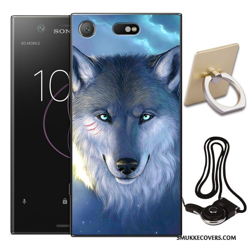 Etui Sony Xperia Xz1 Tasker Anti-fald Telefon, Cover Sony Xperia Xz1 Silikone Af Personlighed Blå