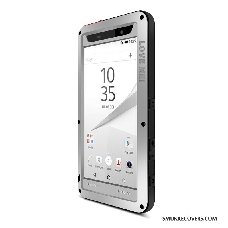 Etui Sony Xperia Z5 Compact Metal Ramme Telefon, Cover Sony Xperia Z5 Compact Beskyttelse Nubuck Anti-fald