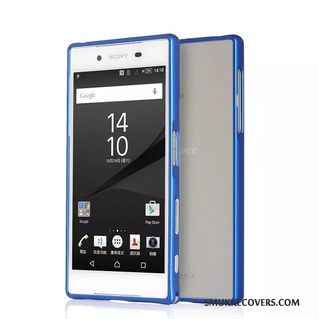 Etui Sony Xperia Z5 Metal Ramme Blå, Cover Sony Xperia Z5 Beskyttelse Telefon