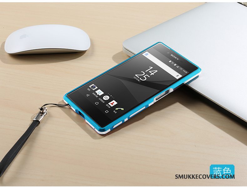 Etui Sony Xperia Z5 Metal Ramme Blå, Cover Sony Xperia Z5 Beskyttelse Telefon
