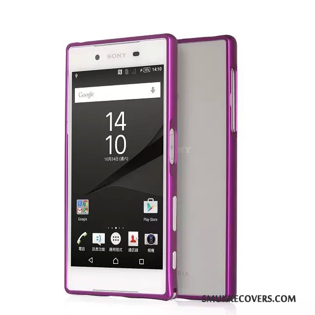 Etui Sony Xperia Z5 Metal Ramme Blå, Cover Sony Xperia Z5 Beskyttelse Telefon