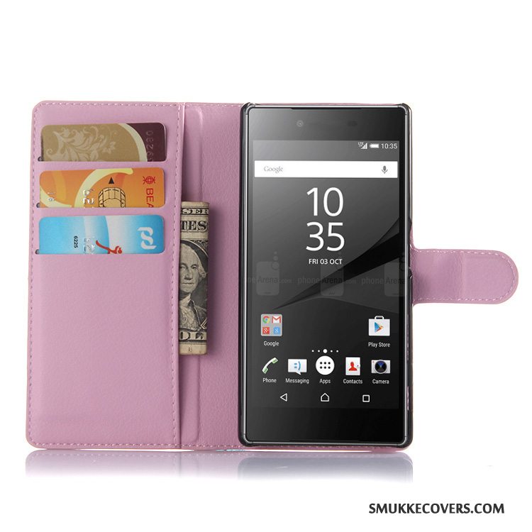 Etui Sony Xperia Z5 Tegnebog Lyserød Telefon, Cover Sony Xperia Z5 Læder