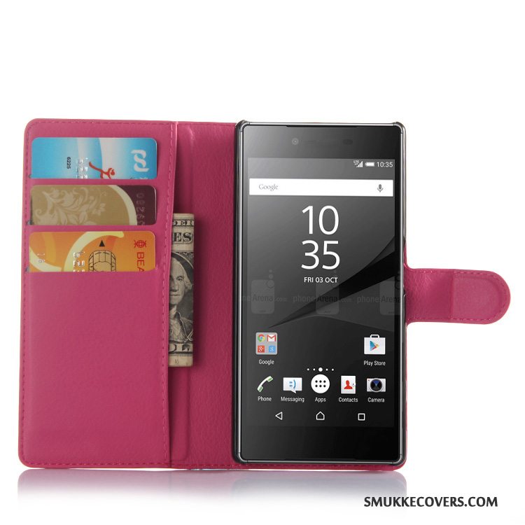 Etui Sony Xperia Z5 Tegnebog Lyserød Telefon, Cover Sony Xperia Z5 Læder