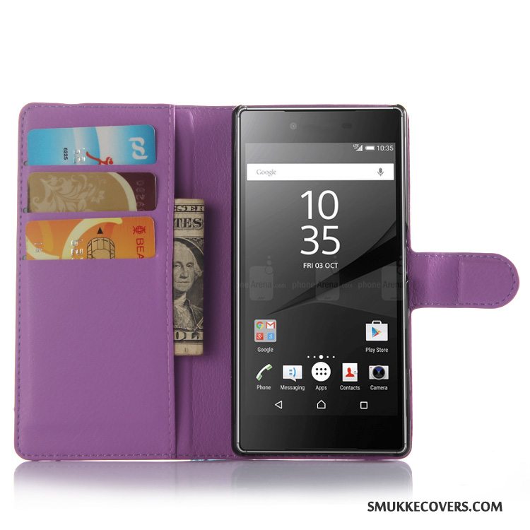 Etui Sony Xperia Z5 Tegnebog Lyserød Telefon, Cover Sony Xperia Z5 Læder