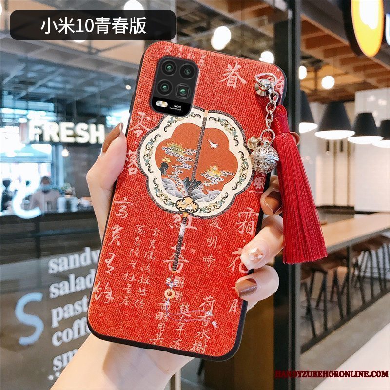 Etui Xiaomi Mi 10 Lite Silikone Rød Lille Sektion, Cover Xiaomi Mi 10 Lite Vintage Net Red Telefon