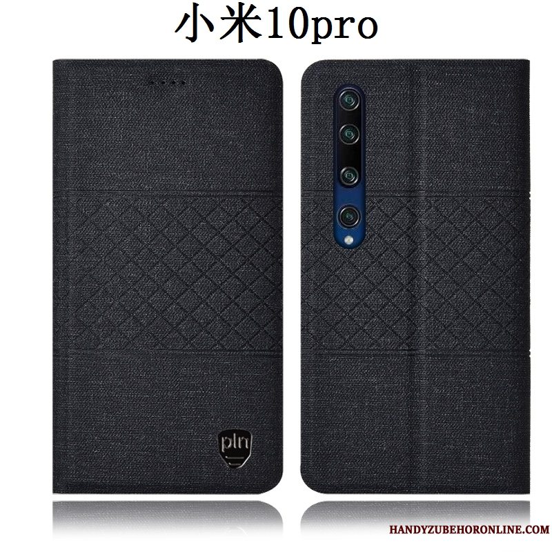 Etui Xiaomi Mi 10 Pro Folio Ungdom Bomuld Og Linned, Cover Xiaomi Mi 10 Pro Læder Lille Sektion Anti-fald