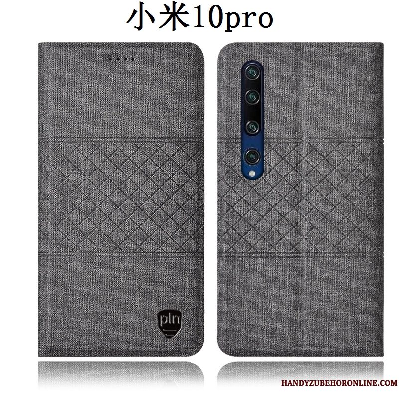 Etui Xiaomi Mi 10 Pro Folio Ungdom Bomuld Og Linned, Cover Xiaomi Mi 10 Pro Læder Lille Sektion Anti-fald