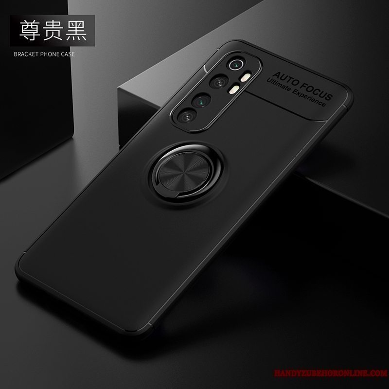 Etui Xiaomi Mi Note 10 Lite Blød Ring Anti-fald, Cover Xiaomi Mi Note 10 Lite Beskyttelse Sort Nubuck