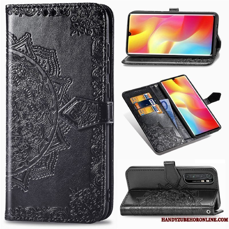 Etui Xiaomi Mi Note 10 Lite Tasker Telefonsort, Cover Xiaomi Mi Note 10 Lite Folio Lille Sektion Anti-fald