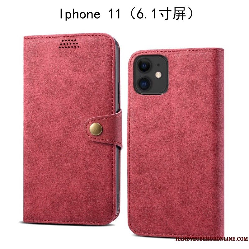 Etui iPhone 11 Beskyttelse Anti-fald Grøn, Cover iPhone 11 Læder Telefon