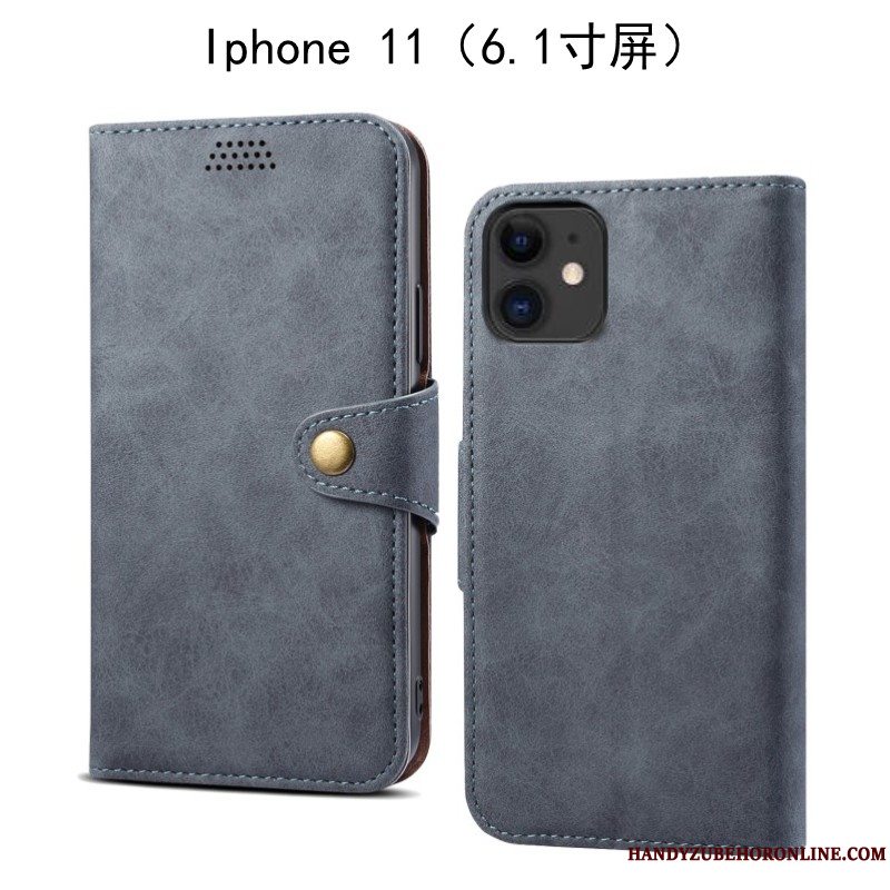 Etui iPhone 11 Beskyttelse Anti-fald Grøn, Cover iPhone 11 Læder Telefon