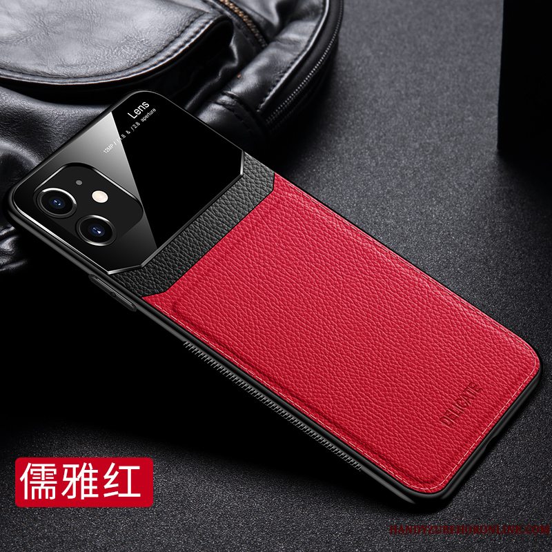 Etui iPhone 11 Læder Anti-fald Net Red, Cover iPhone 11 Tasker Telefonsort