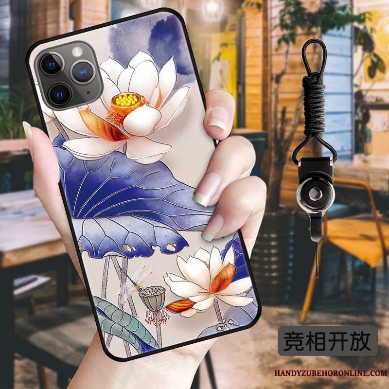 Etui iPhone 11 Pro Beskyttelse Kinesisk Stil Nubuck, Cover iPhone 11 Pro Tasker Blæk Traner