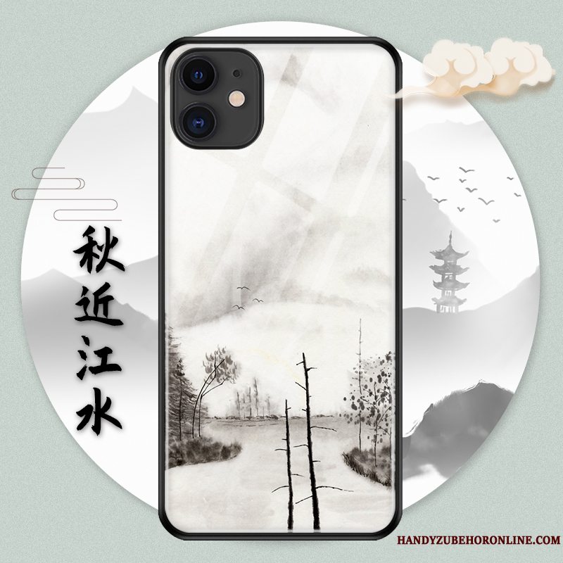 Etui iPhone 11 Pro Blød Blæk Grøn, Cover iPhone 11 Pro Beskyttelse Af Personlighed Scenery