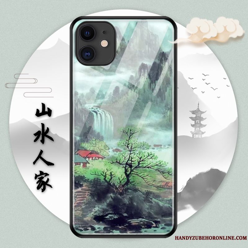 Etui iPhone 11 Pro Blød Blæk Grøn, Cover iPhone 11 Pro Beskyttelse Af Personlighed Scenery