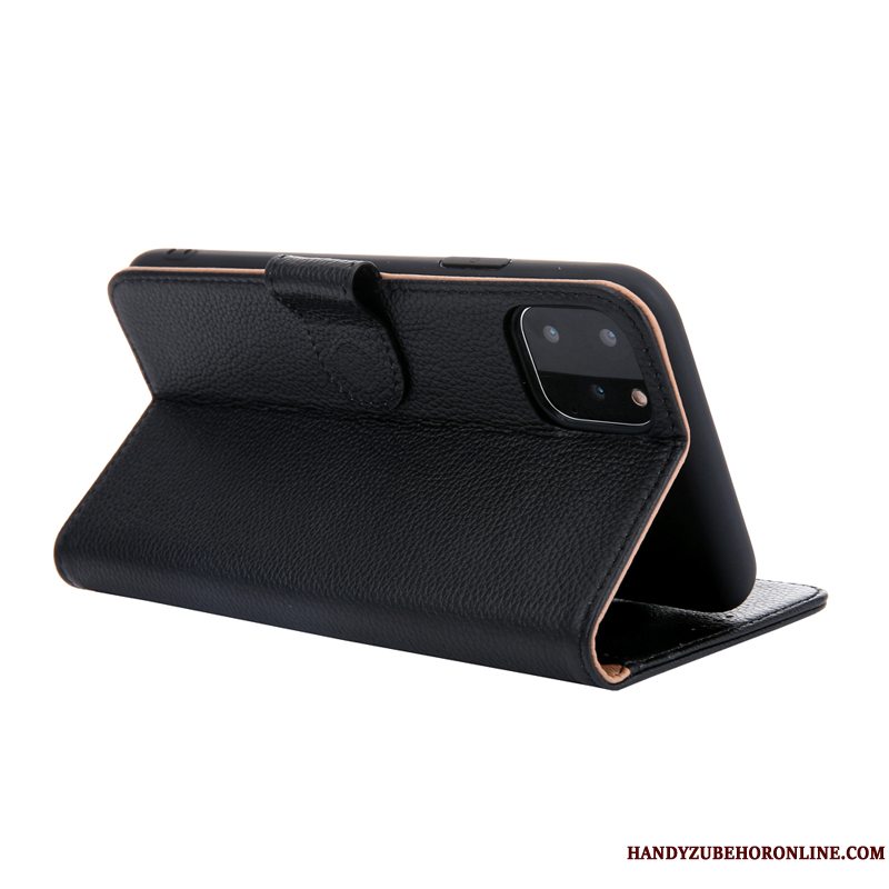 Etui iPhone 11 Pro Folio Kvalitet Spænde, Cover iPhone 11 Pro Læder Business Sort