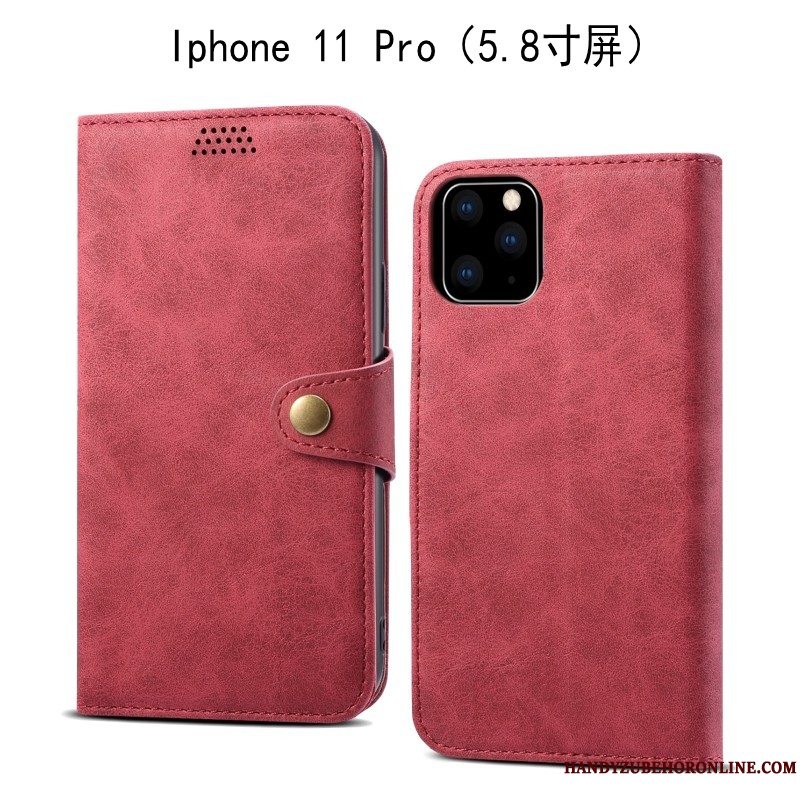 Etui iPhone 11 Pro Læder Telefongrå, Cover iPhone 11 Pro Folio Anti-fald