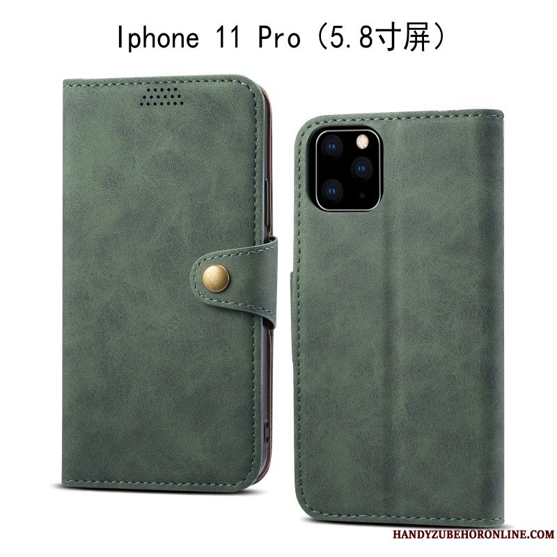 Etui iPhone 11 Pro Læder Telefongrå, Cover iPhone 11 Pro Folio Anti-fald