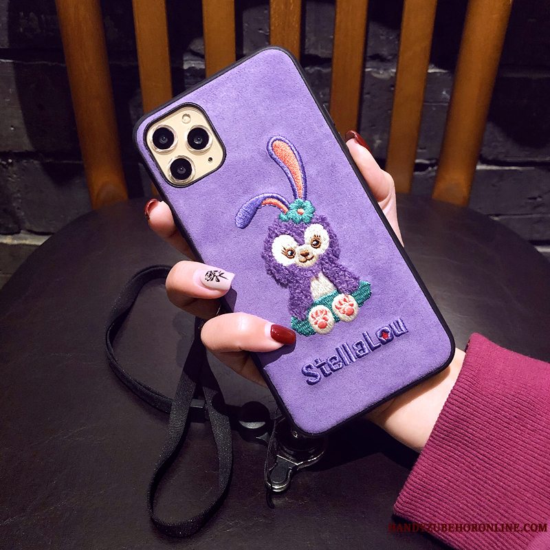 Etui iPhone 11 Pro Max Cartoon Hængende Ornamenter Anti-fald, Cover iPhone 11 Pro Max Lilla Telefon