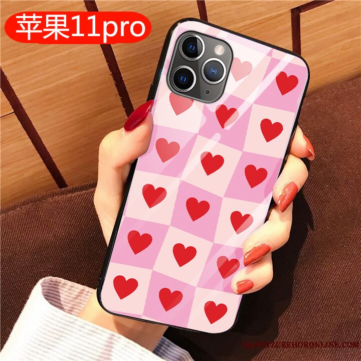 Etui iPhone 11 Pro Max Kreativ Anti-fald Glas, Cover iPhone 11 Pro Max Beskyttelse Lyserød Spejl