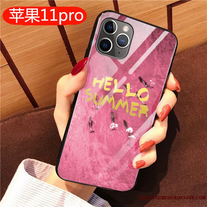 Etui iPhone 11 Pro Max Kreativ Anti-fald Glas, Cover iPhone 11 Pro Max Beskyttelse Lyserød Spejl