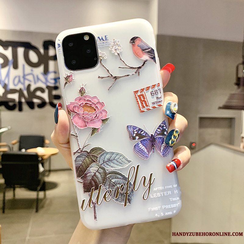 Etui iPhone 11 Pro Max Kreativ Fugl Kinesisk Stil, Cover iPhone 11 Pro Max Blød Nubuck Ny