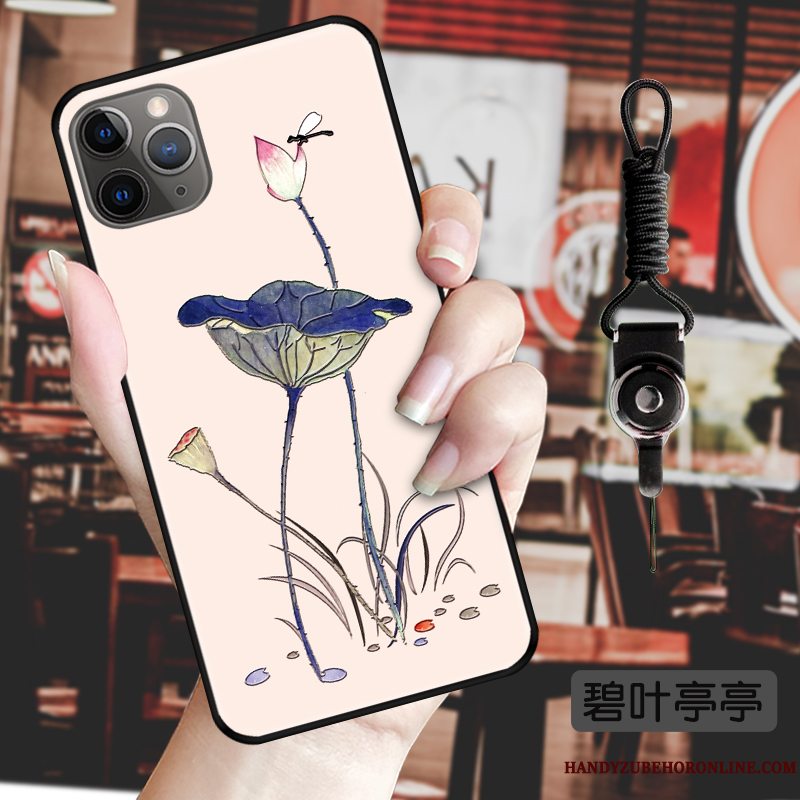 Etui iPhone 11 Pro Max Kreativ Kinesisk Stil Blomster, Cover iPhone 11 Pro Max Beskyttelse Hængende Ornamenter Blå